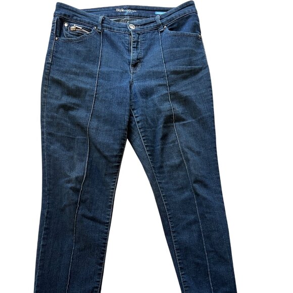 STYLE & CO Petite Tummy Control blue jeans bling Women 14P - Picture 1 of 5